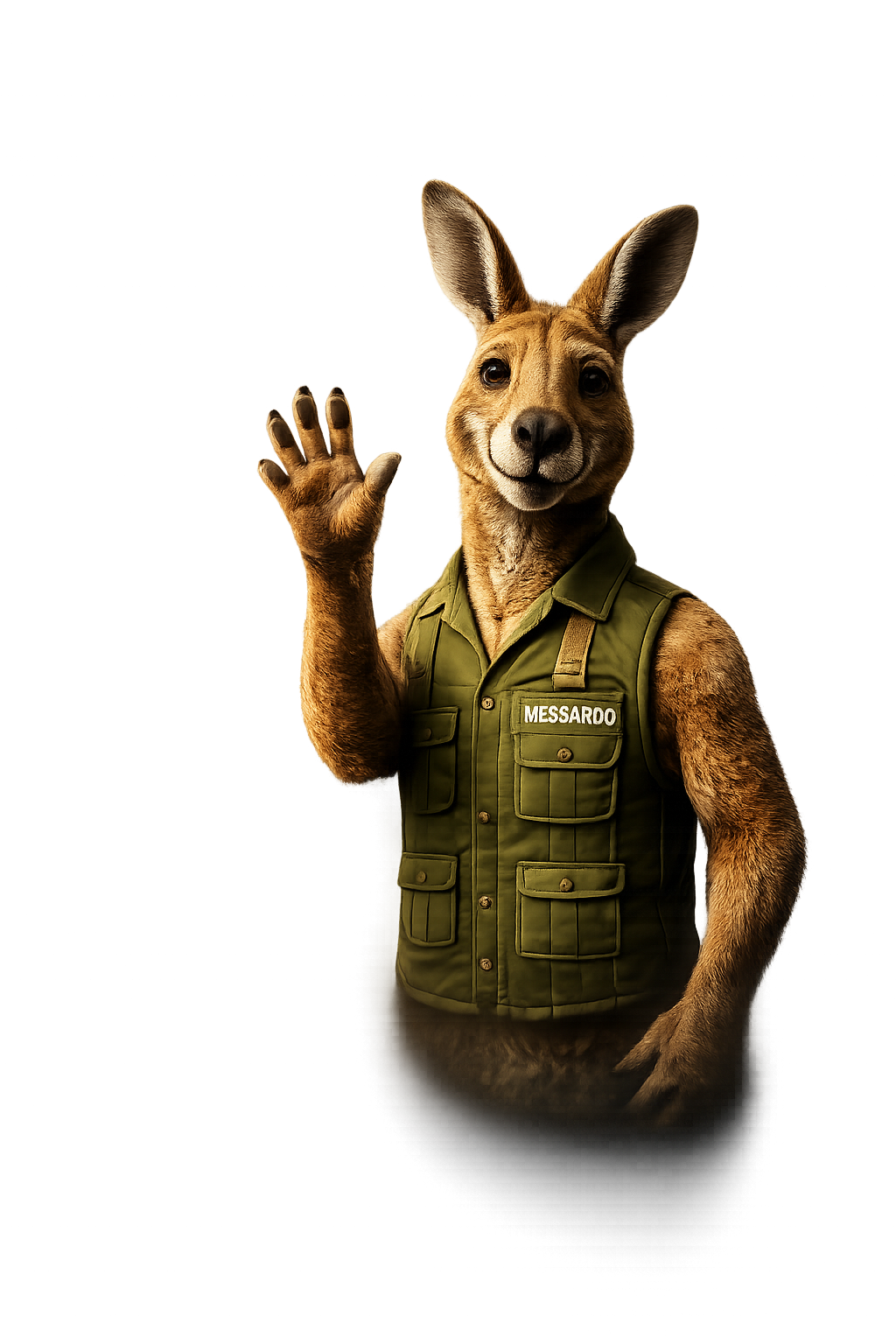 Friendly Messaroo kangaroo waving hello